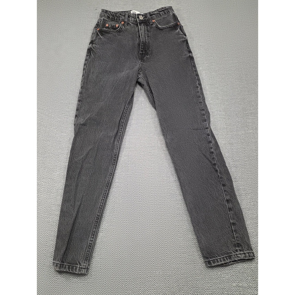 ZARA The 90s Mom Fit Jeans Charcoal Grey High‎ Rise Denim Women US 6